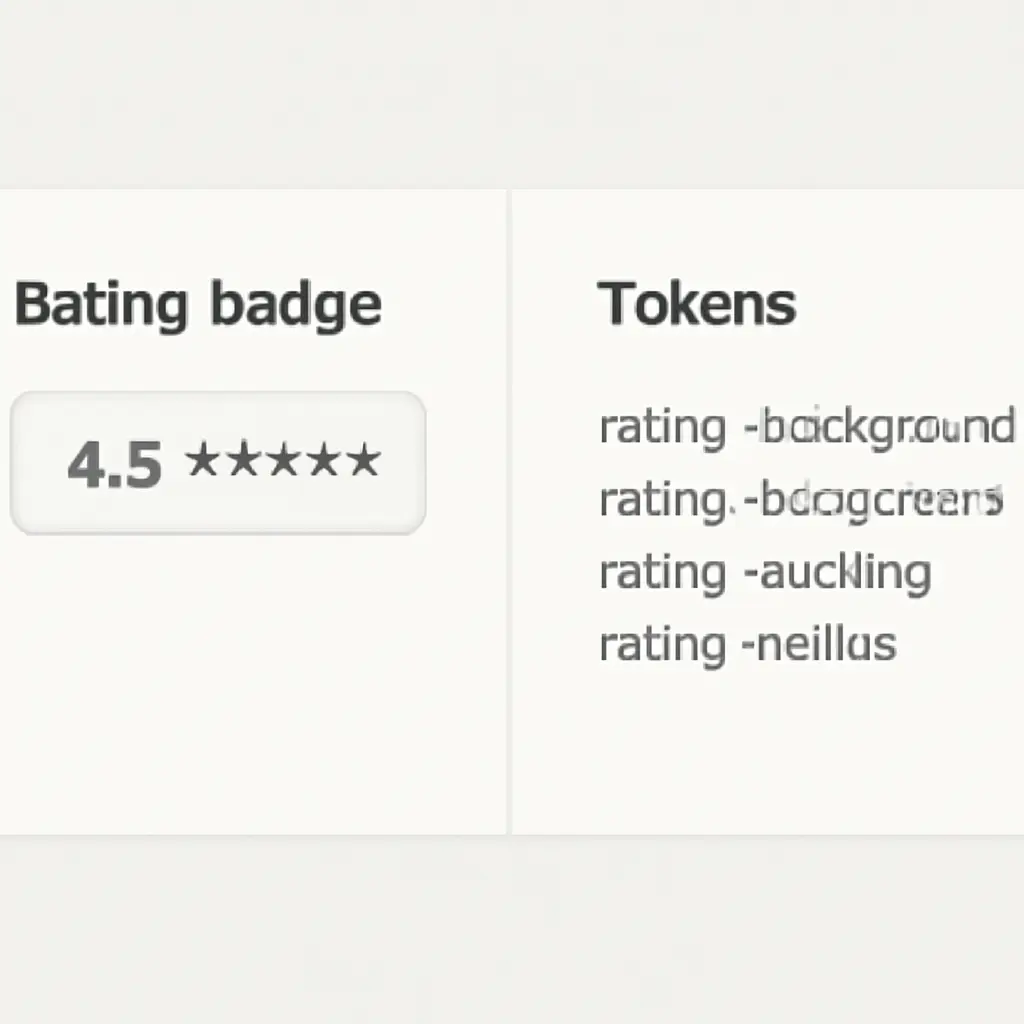 Design system component library preview showing rating and badge components