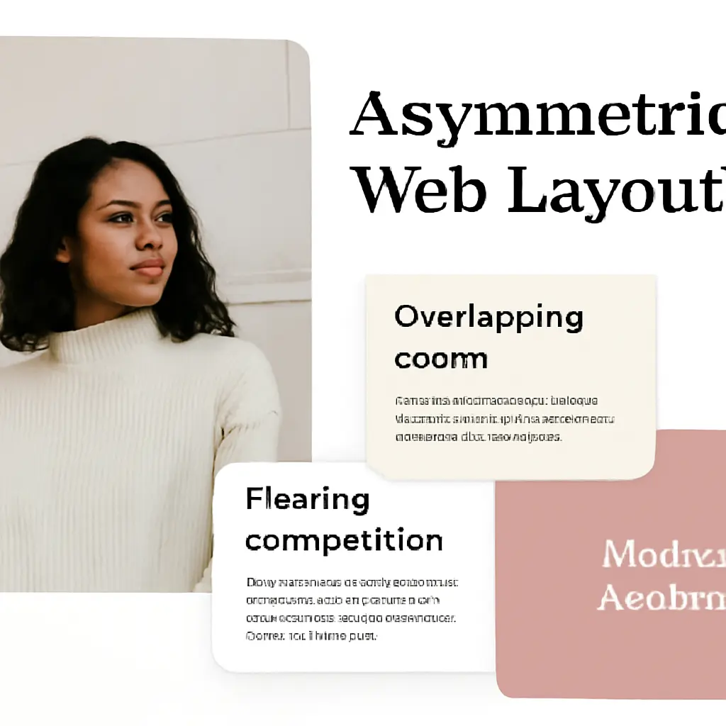 Asymmetrical, freeform UI layout with large imagery and floating elements