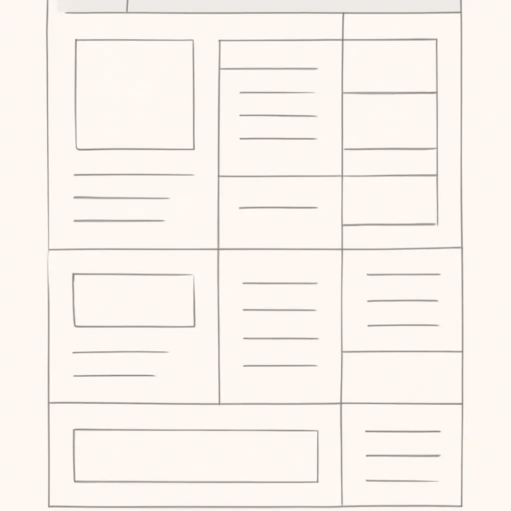 Wireframe showing grid alignment and consistent spacing