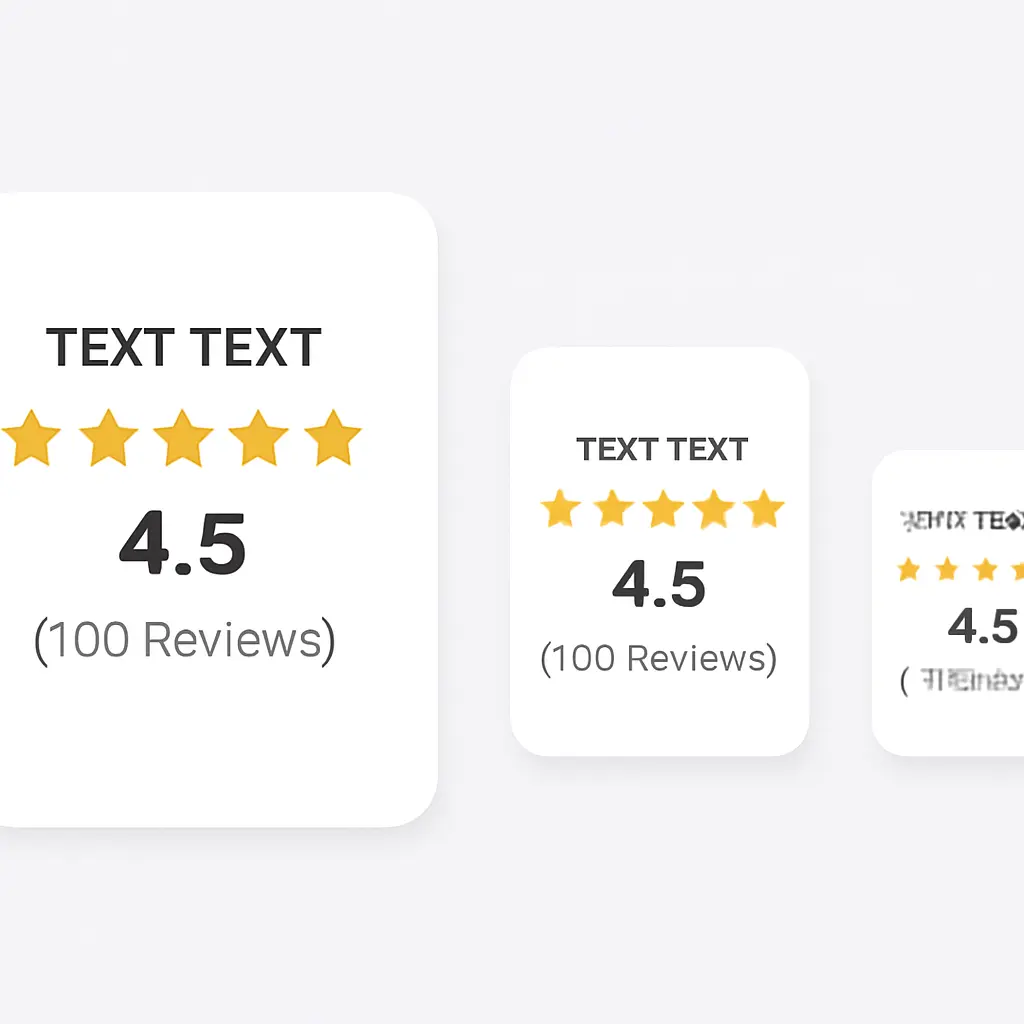 Responsive rating card demonstrating layout adjustments