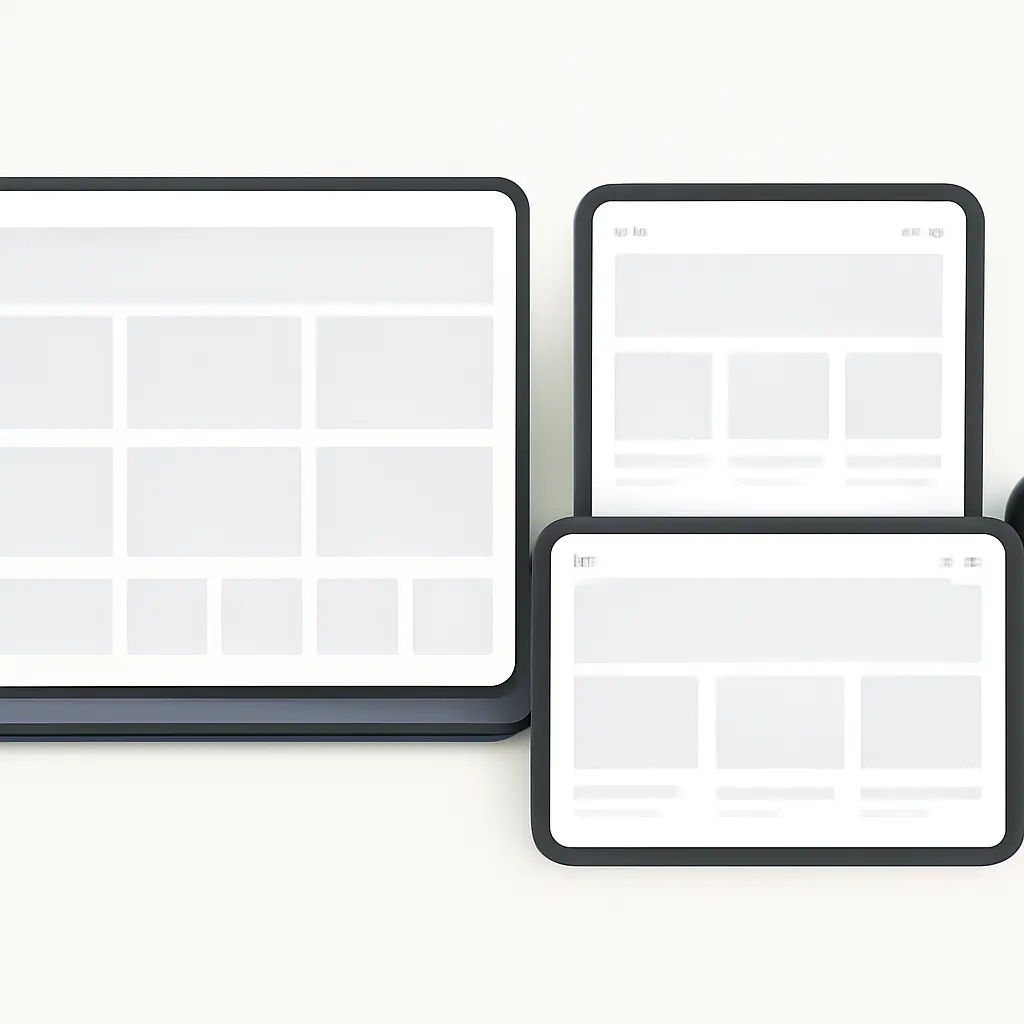 Examples of responsive grids on different screens