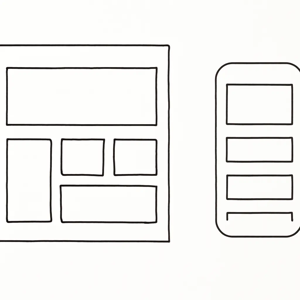 Sketch of a responsive grid layout on desktop and mobile