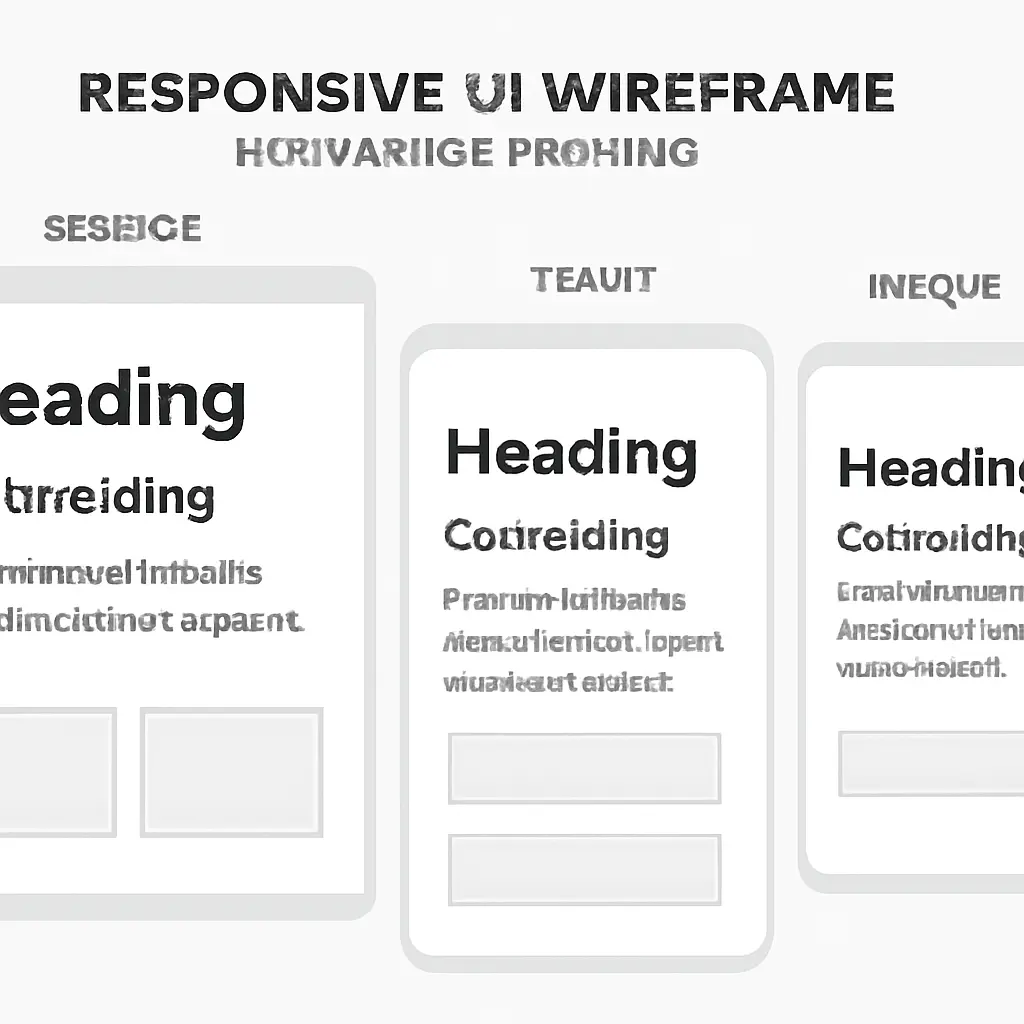 Wireframe showing responsive typography scaling across devices