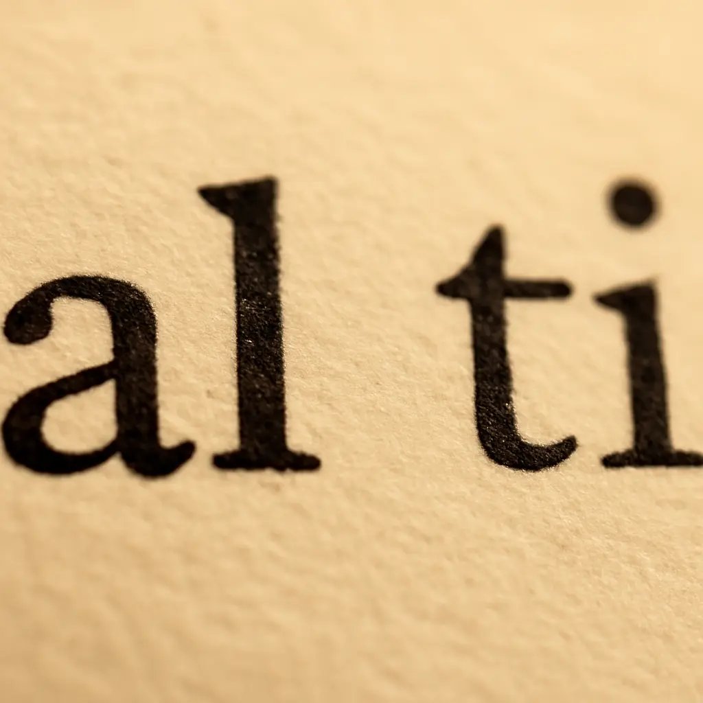 Close-up of type on a printed page showing letterforms and spacing